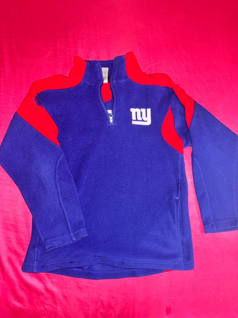 NFL Blue and Red Quarter-Zip Fleece Pullover
